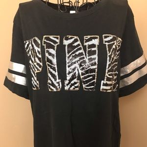PINK sequin zebra T-shirt